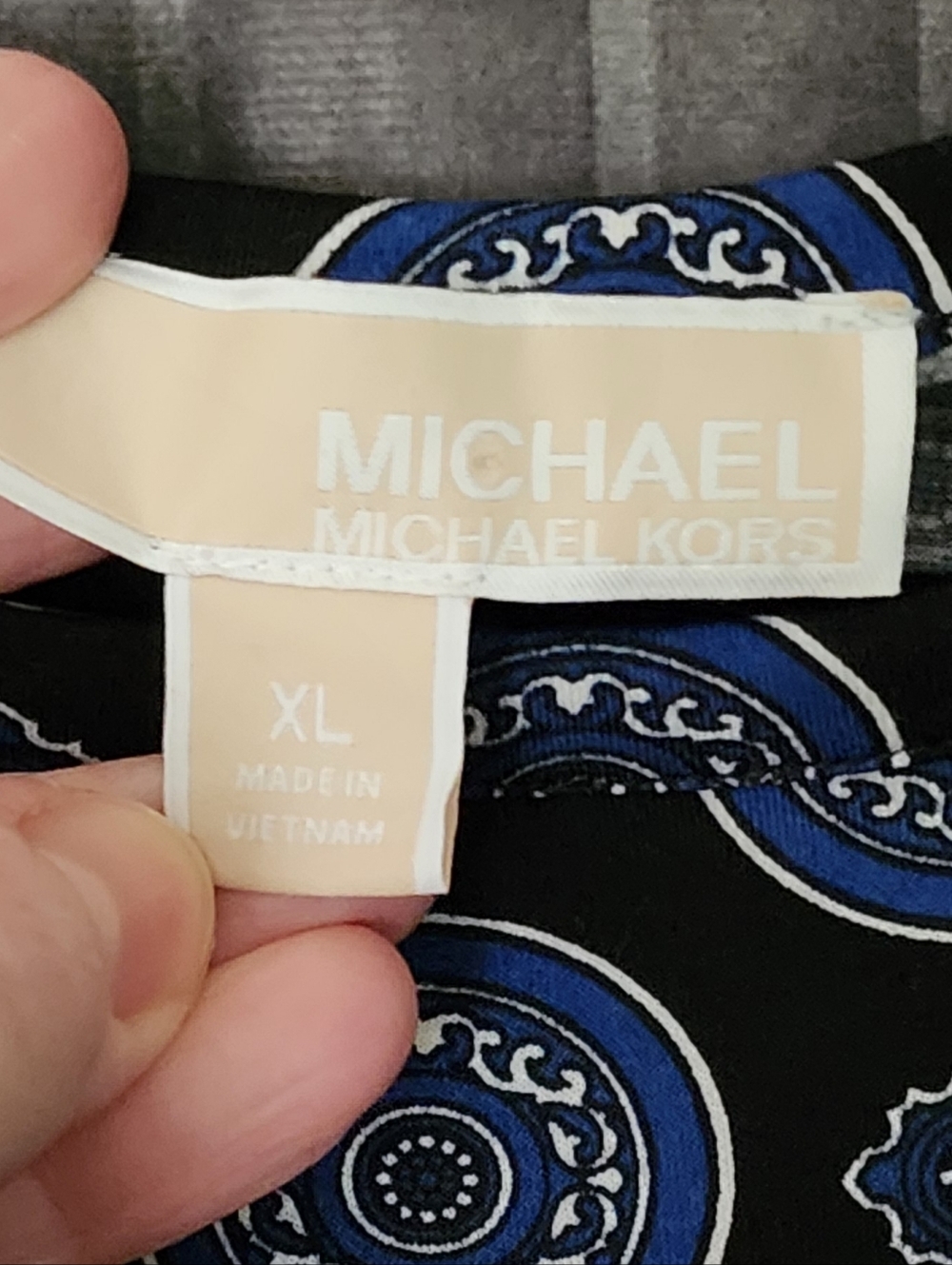 Michael Kors Navy and Light Blue Long Sleeve Shift Dress - Picture 3 of 4